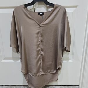 DKNY Brown 3/4 Sleeve Relaxed Blouse
